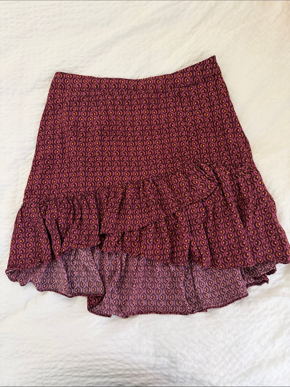 Free People Burgundy patterned mini skirt
